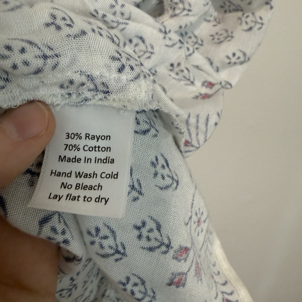 Alicia Bell NWT Popover Flounce Dress in White with Blue Floral Print Size XS - Picture 3 of 7
